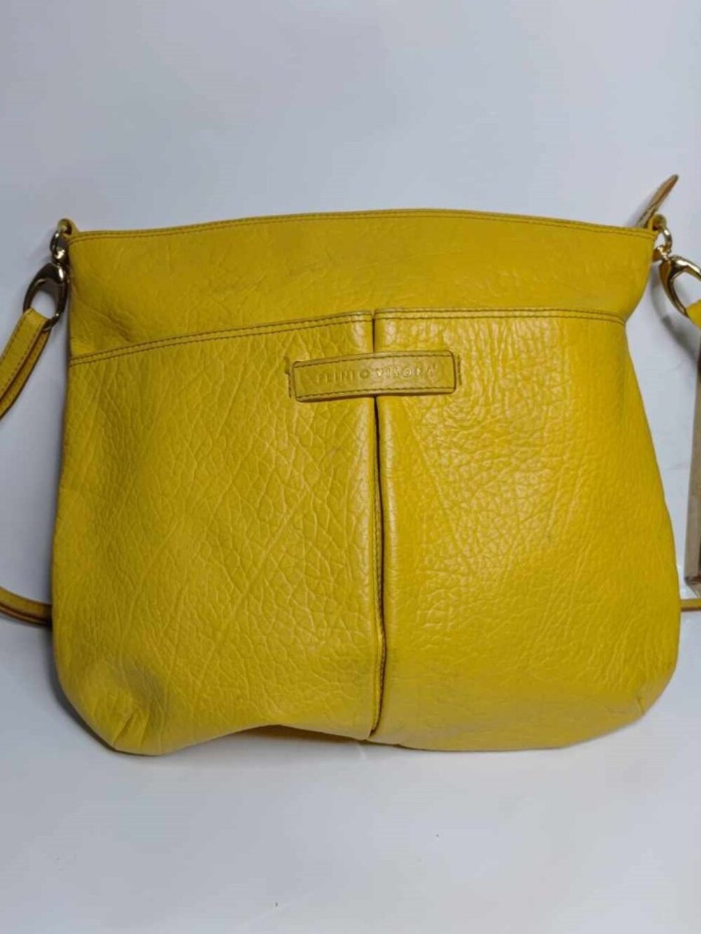 Plinio Visona yellow leather Italy shoulder bag - Picture 1 of 9
